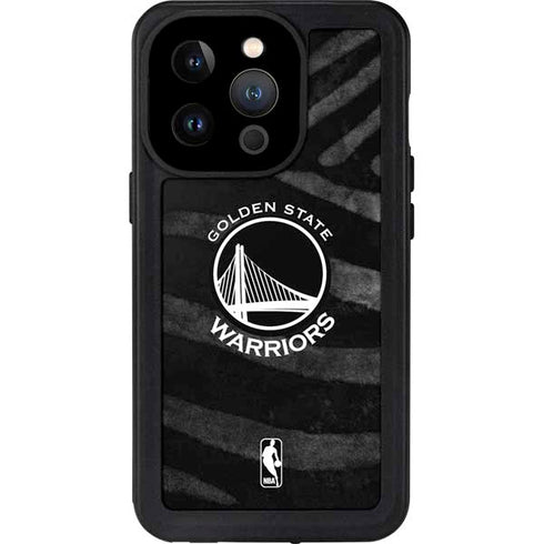 NBA Golden State Warriors Black Animal Print iPhone 15 Pro Waterproof Case